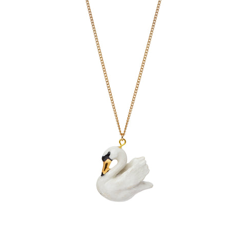 White and Gold Swan Necklace