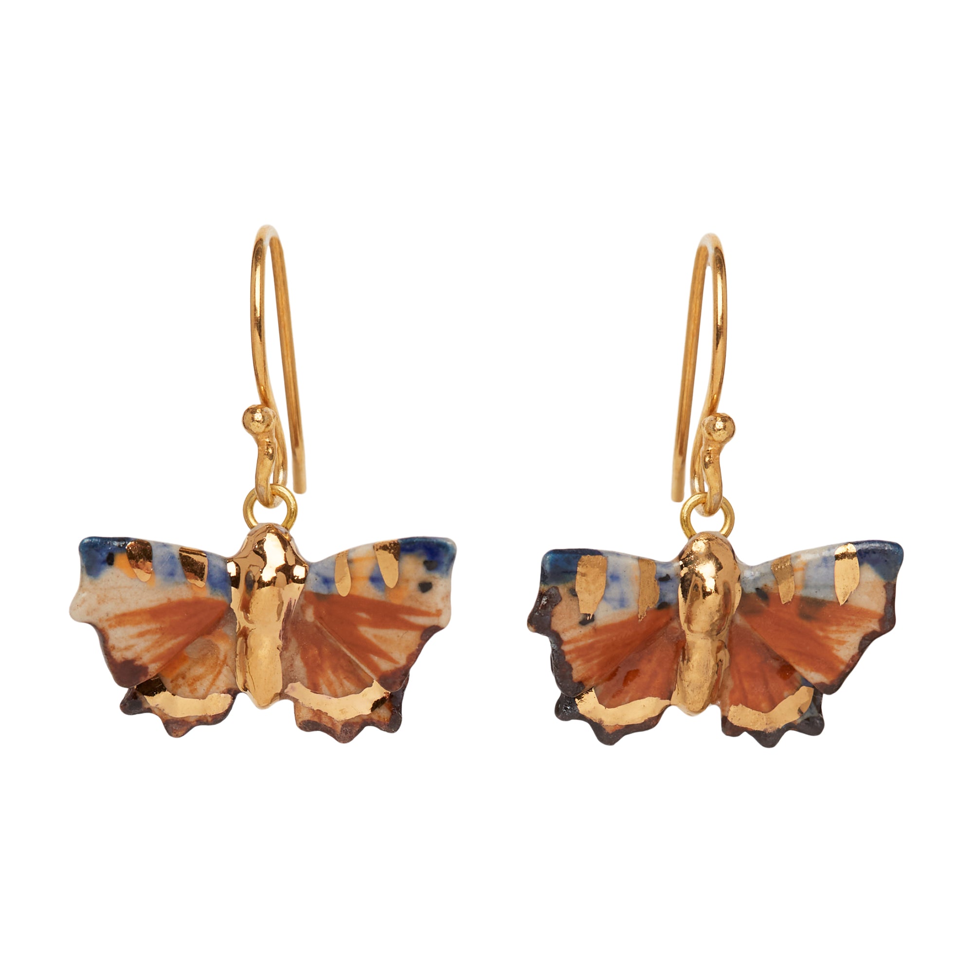 Tiny Golden Woodland Butterfly Earrings