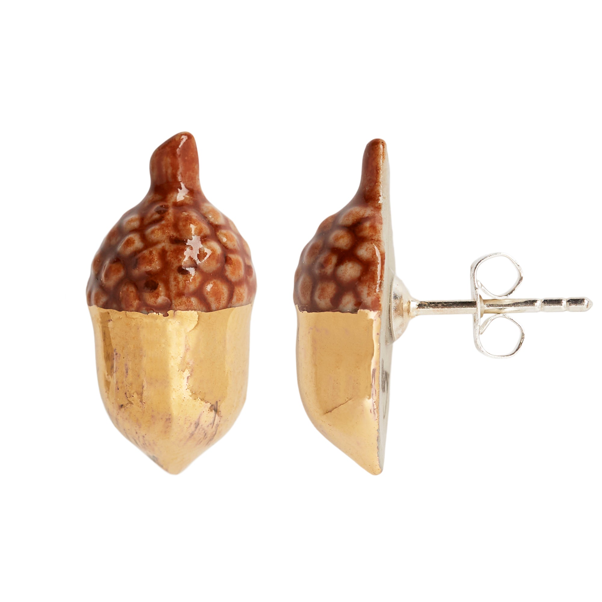 Golden Acorn Stud Earrings