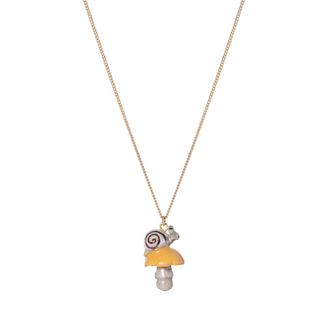 Snail & Yellow Toadstool Necklace