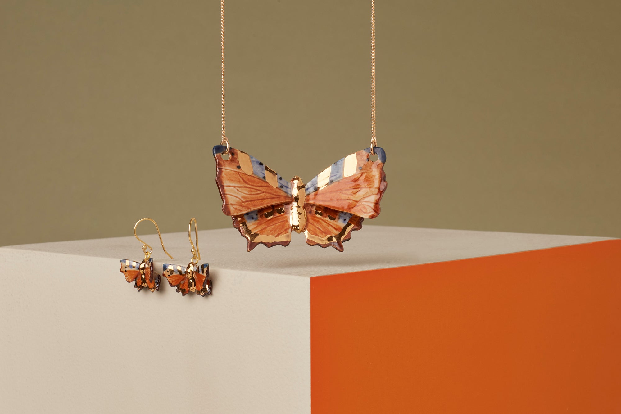 Tiny Golden Woodland Butterfly Earrings