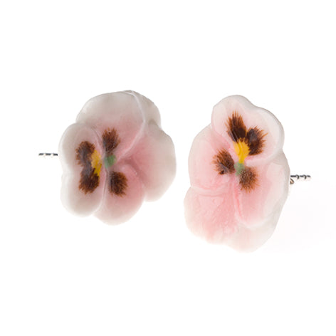 Pink Pansy Earrings
