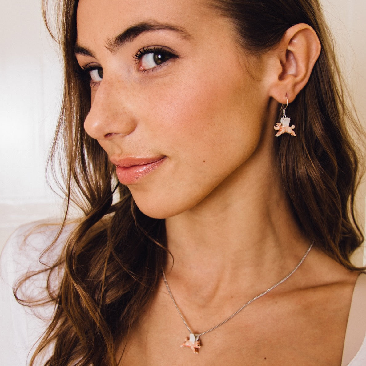 Tiny Flying Pig Necklace
