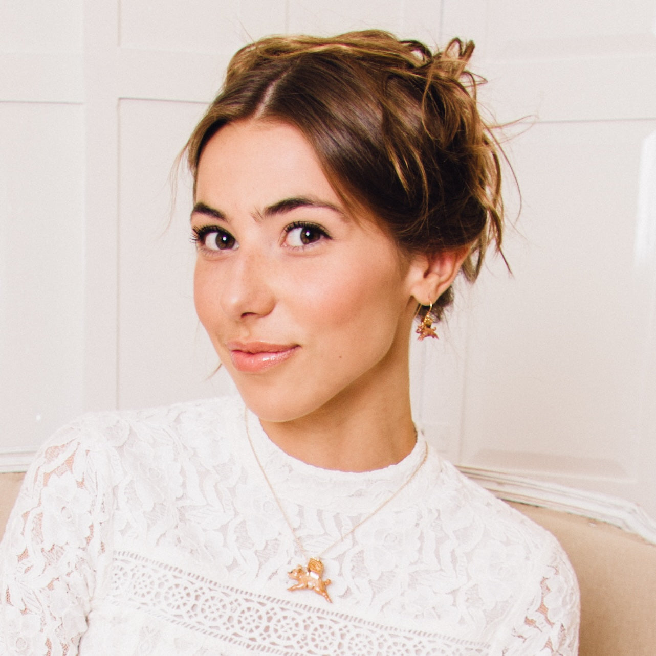 Tiny Flying Pig Earrings with Gold Wings