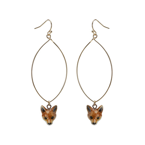 Oval Drop Fox Earrings