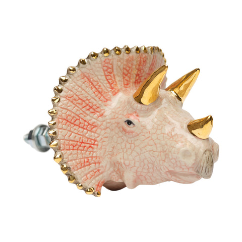 Peach & Gold Triceratops Doorknob