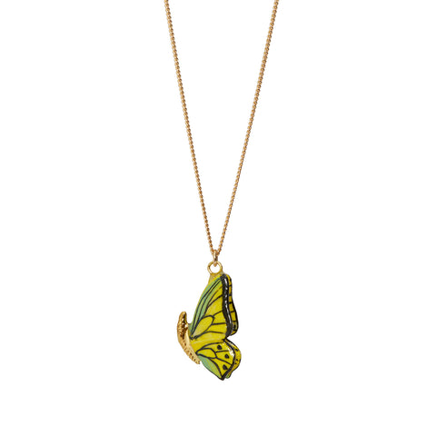 Closed Wing Butterfly Necklace With Gold Detailing