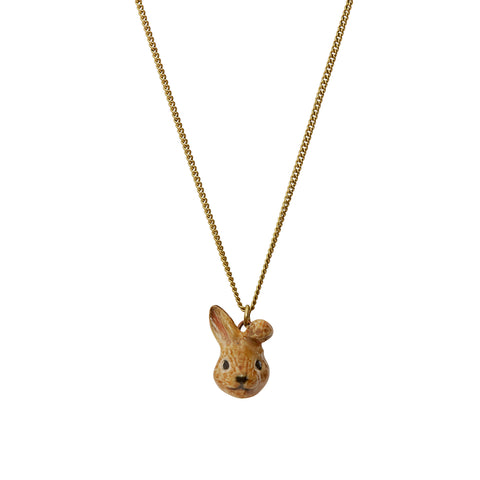 Spring Sale - Cute Brown Bunny Head Necklace