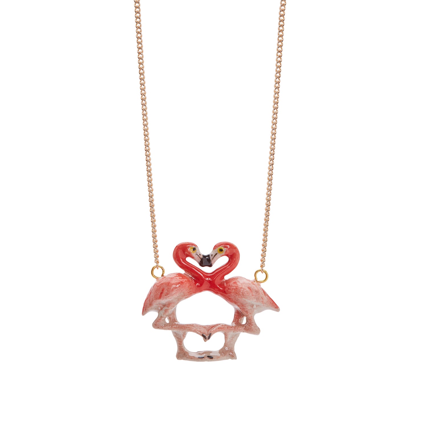 Small Flamingo Kissing Necklace