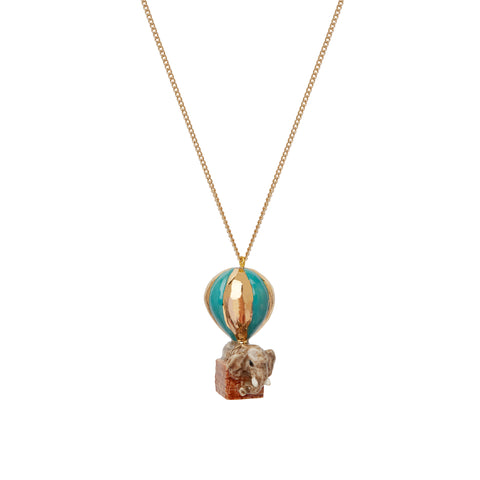 Floating Elephant in Golden Balloon Necklace