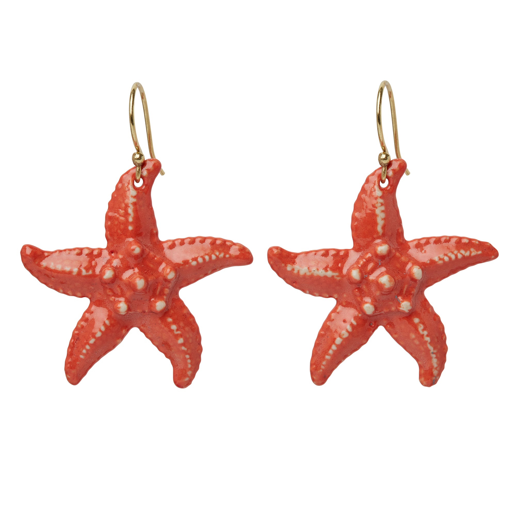 Red Starfish Drop Earrings
