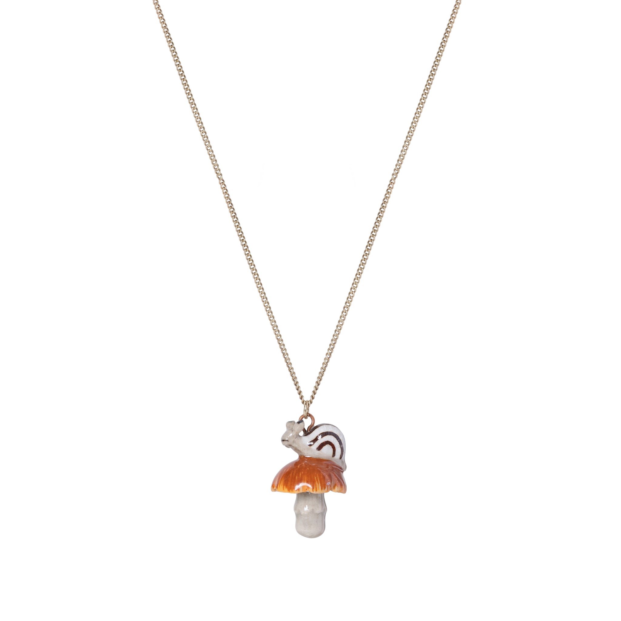 Snail & Brown Toadstool Necklace