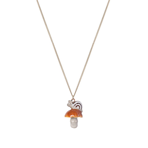 Snail & Brown Toadstool Necklace
