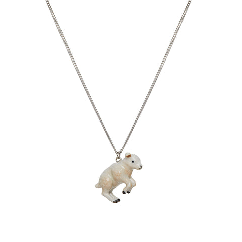 Springing Baby Lamb Necklace
