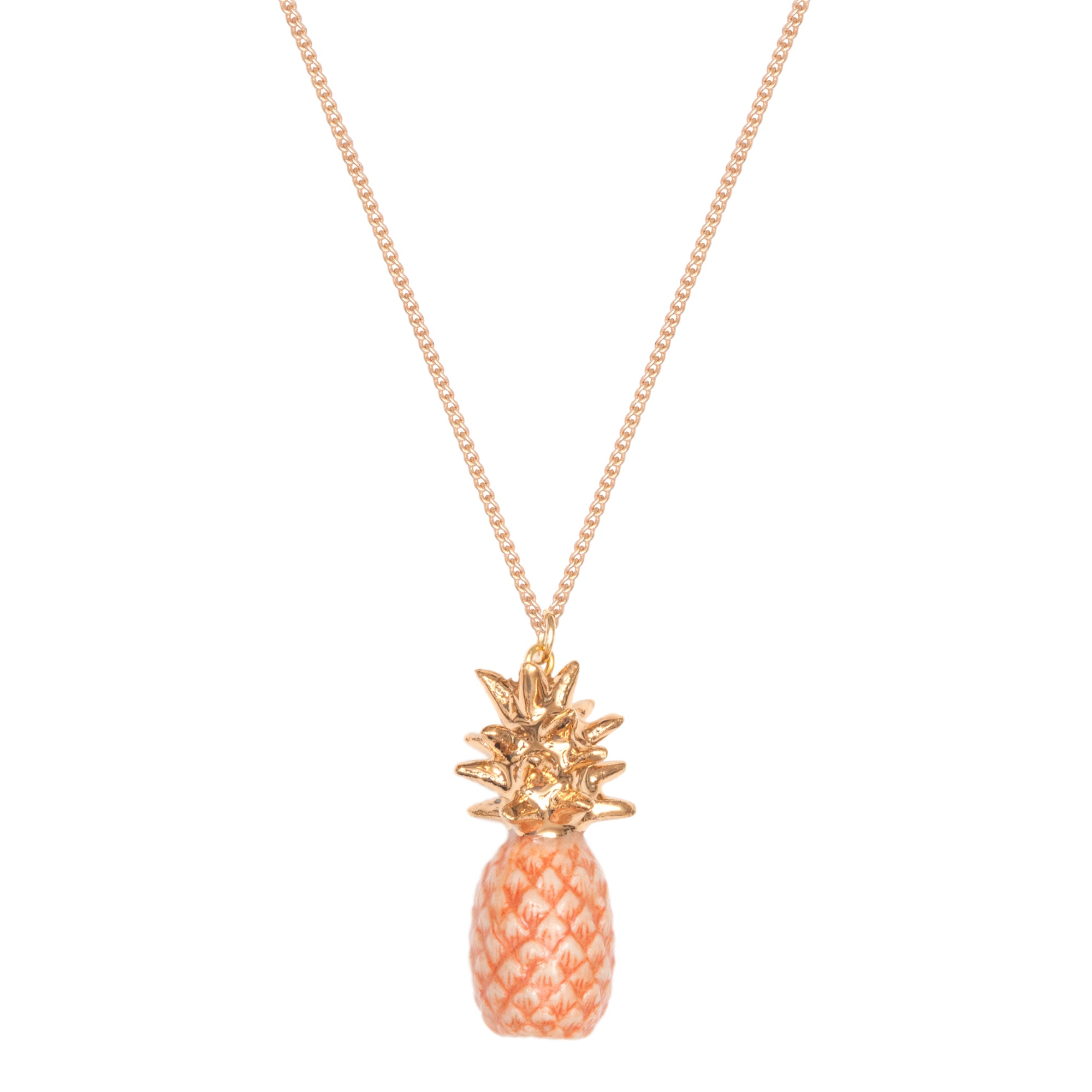 Peach Pineapple Necklace with Gold Leaves, was £35