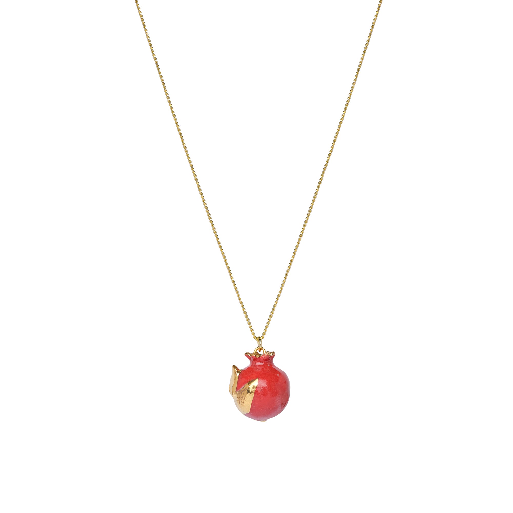 Lot - 18 KARAT YELLOW GOLD POMEGRANATE NECKLACE