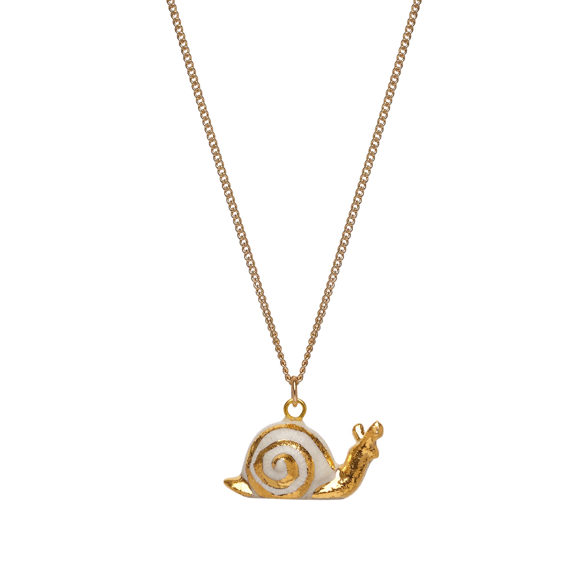 Tiny Bright Golden Snail Necklace