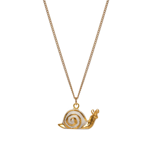 Tiny Bright Golden Snail Necklace