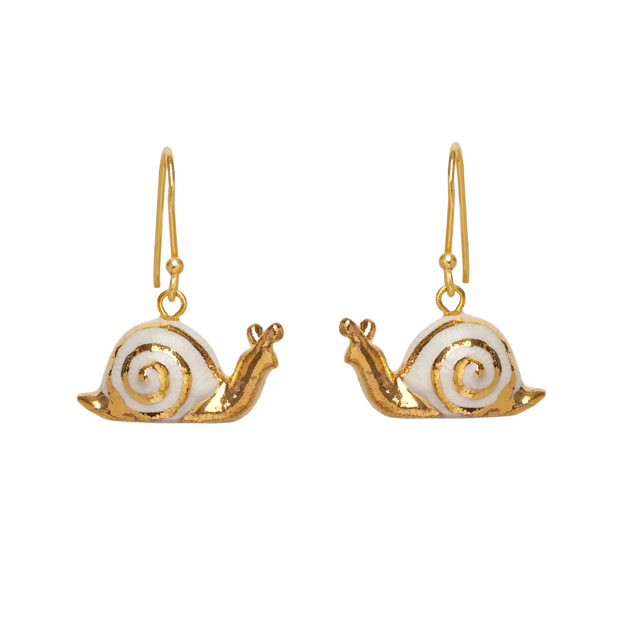 Bright Golden Snail Hook Earrings