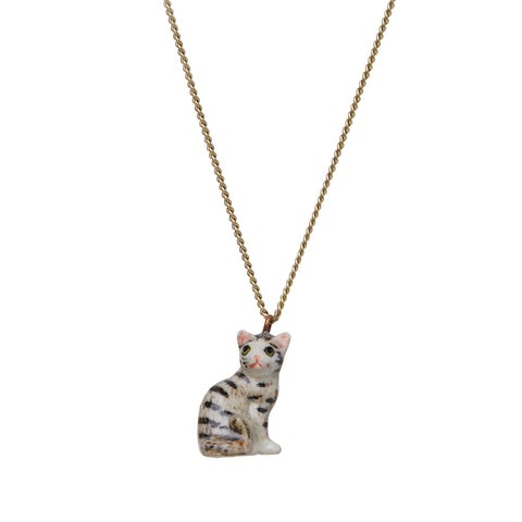 Tiny Tabby Cat Necklace