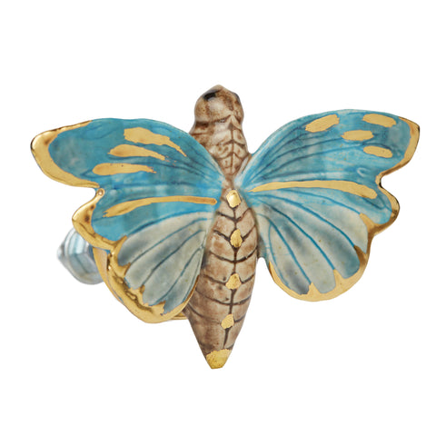 Blue & Gold Dragonfly Doorknob