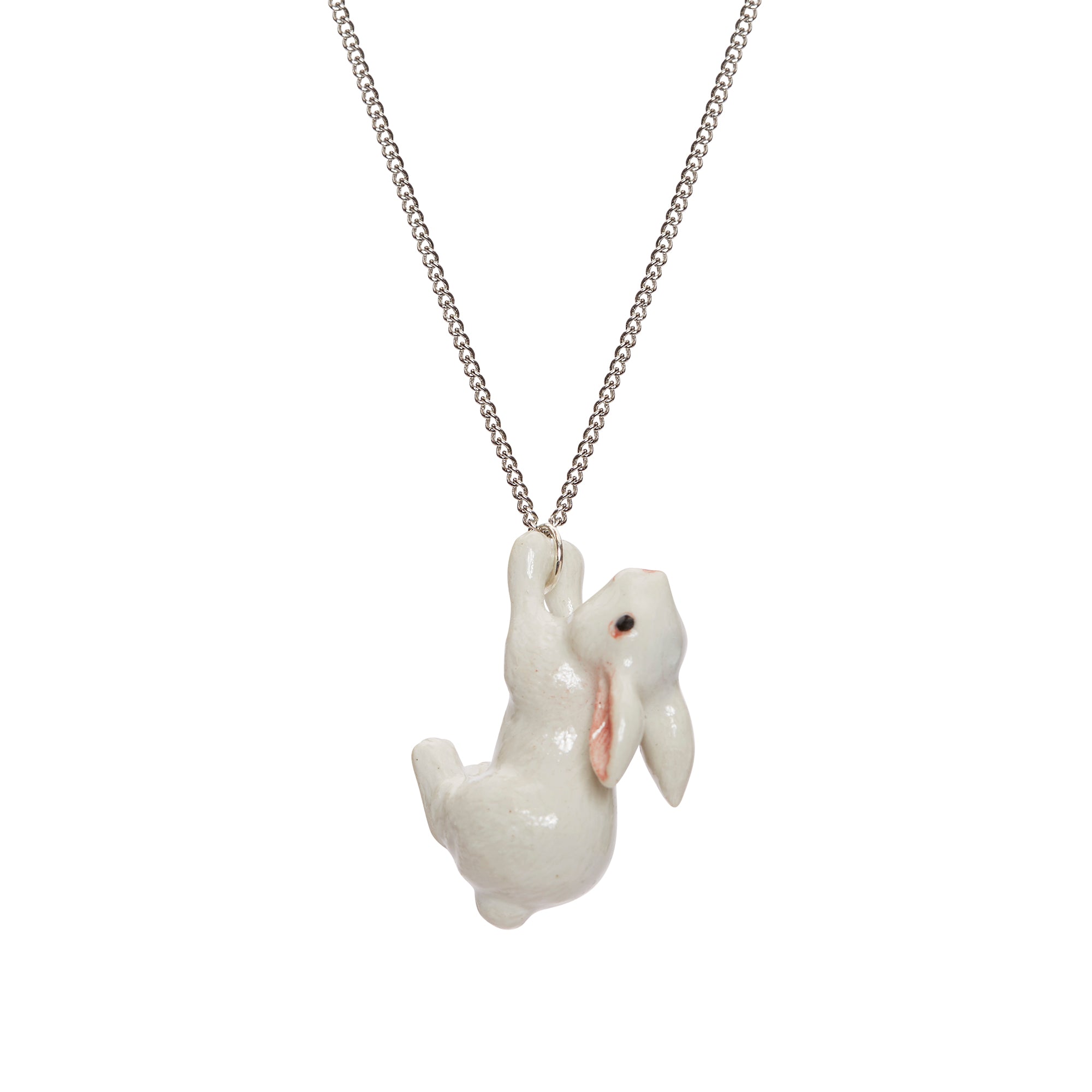 White Leaping Bunny Necklace