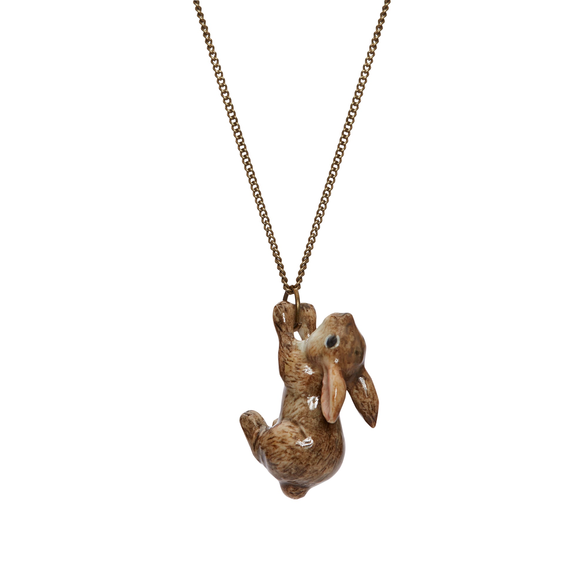 Brown Leaping Bunny Necklace