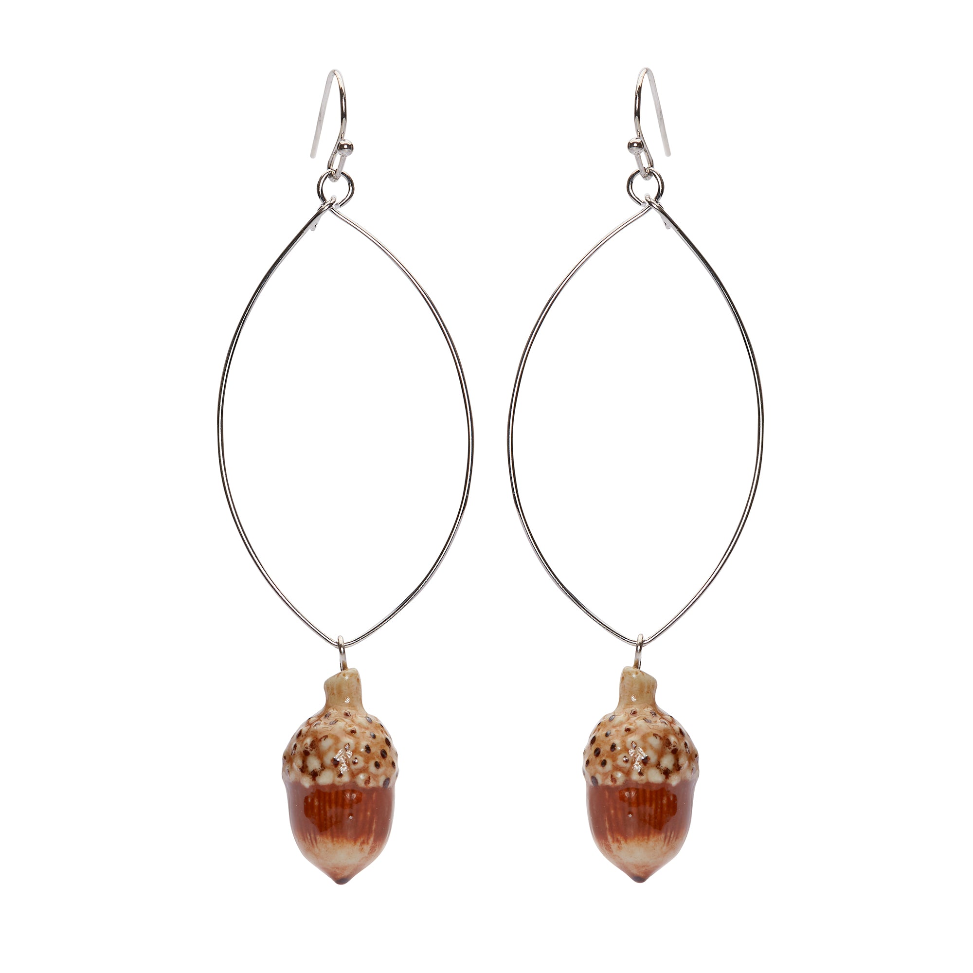 Acorn Oval Drop Earrings