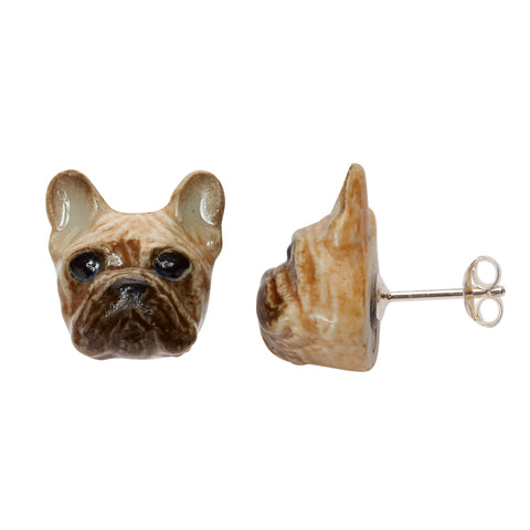 Fawn French Bulldog Stud Earrings