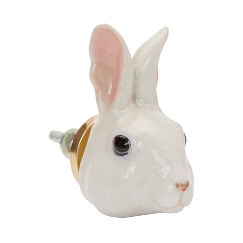White Bunny Rabbit Head Doorknob