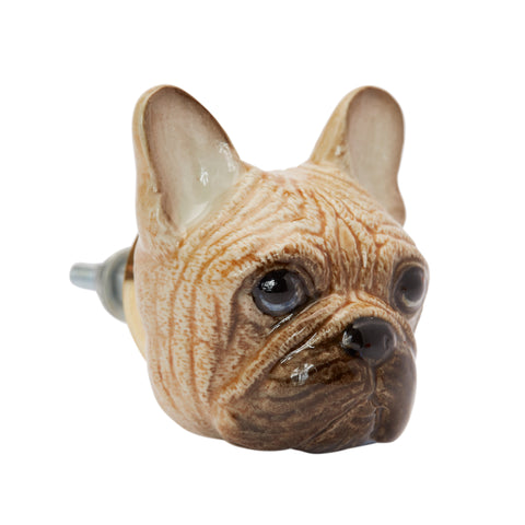 Fawn French Bulldog Head Doorknob