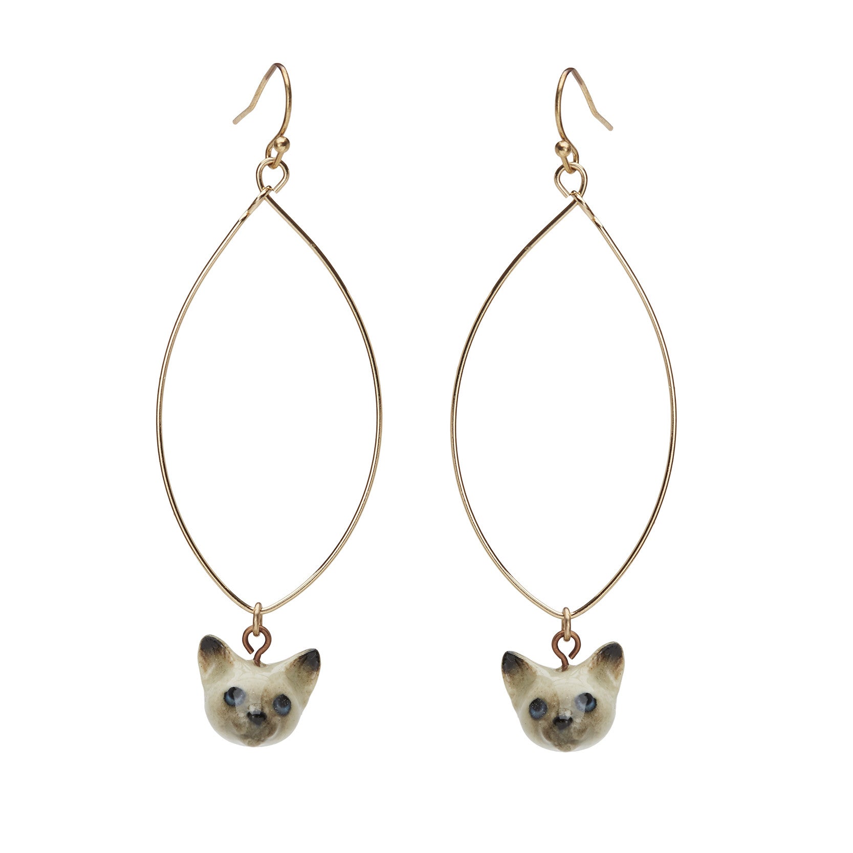 Oval Drop Kitten Earrings