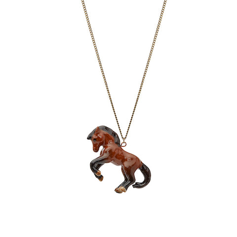Prancing Brown Horse Necklace