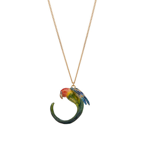 Bright Parrot with Loop Tail Necklace