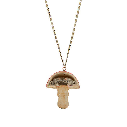Mice in Toadstool Necklace