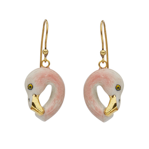 Pastel and Gold Flamingo Head Earrings