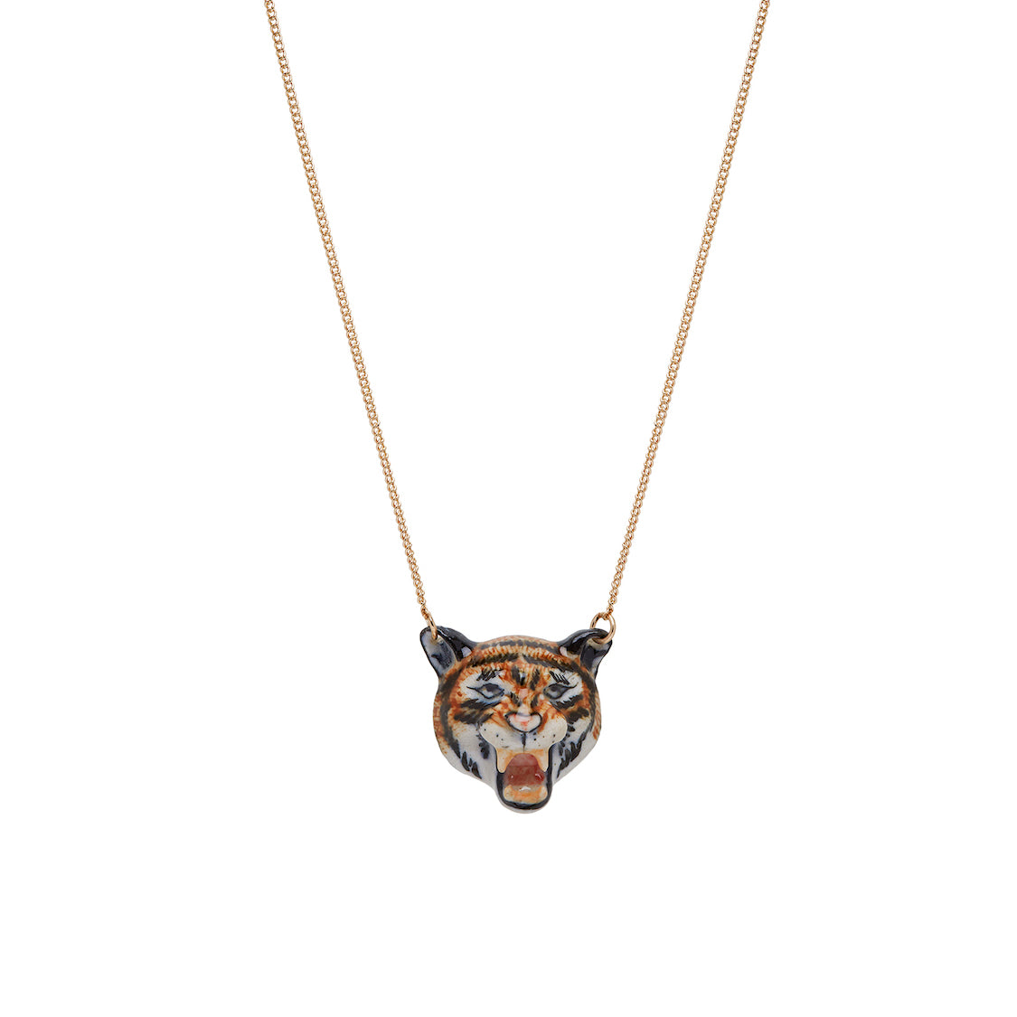 Small Roaring Tiger Head Necklace