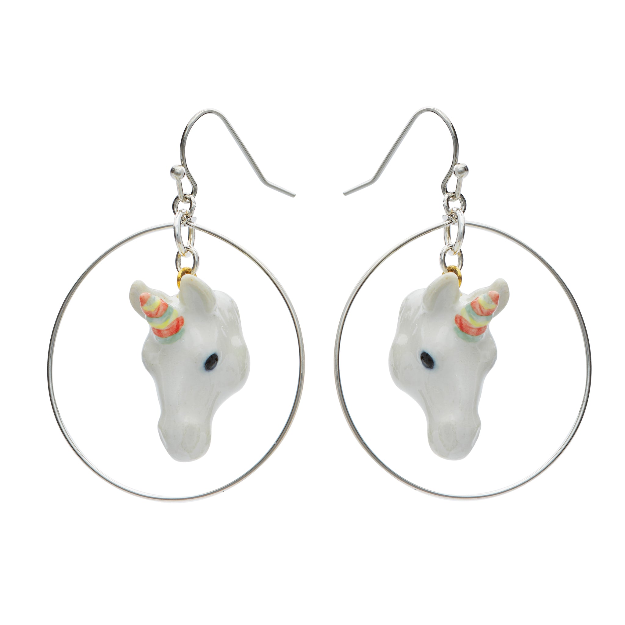 Pastel Unicorn Hoop Drop Earrings