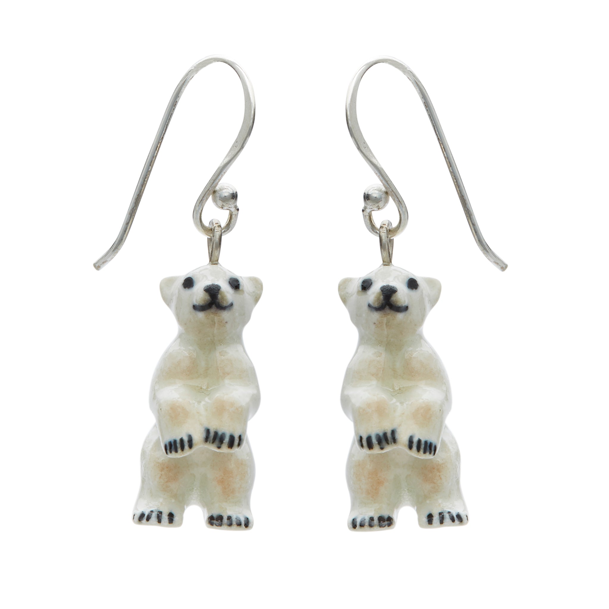 Tiny Standing Polar Bear Drop Earrings