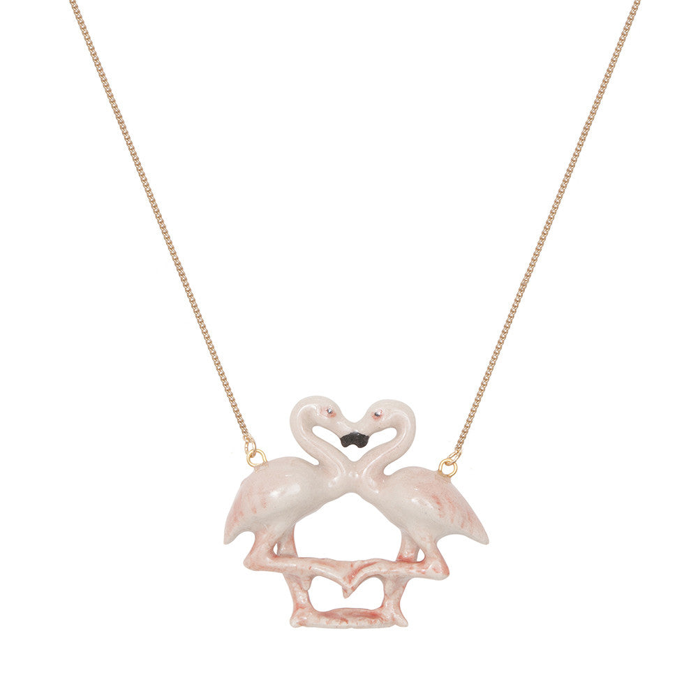 Summer Sale - Pastel Flamingo Kissing Necklace