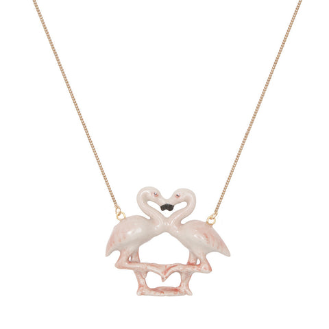 Summer Sale - Pastel Flamingo Kissing Necklace