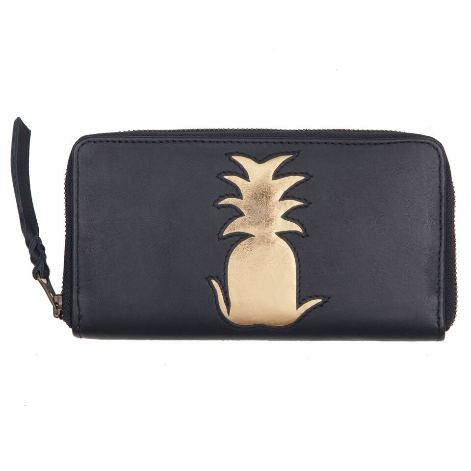 Summer Sale - Navy Leather Pineapple Cut Out Purse