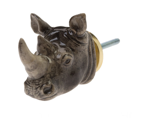 Grey Rhino Head Doorknob