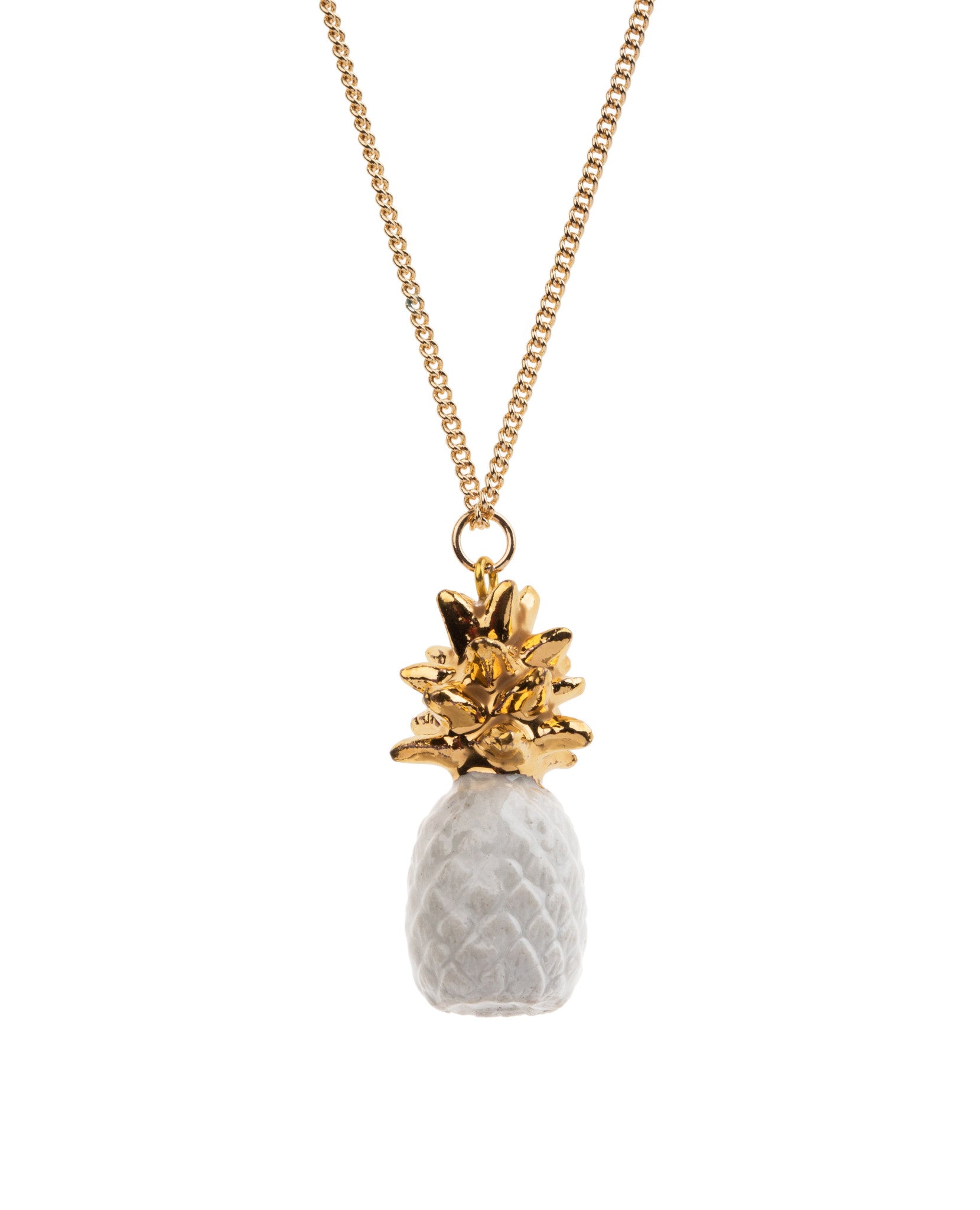 Small White & Gold Pineapple Necklace