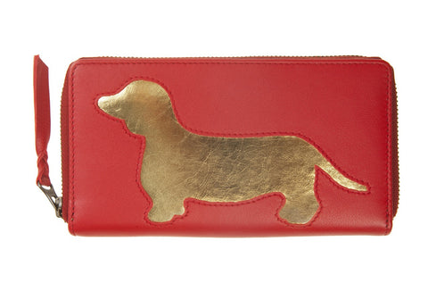 Autumn Sale - Red Leather Dachshund Cutout Purse