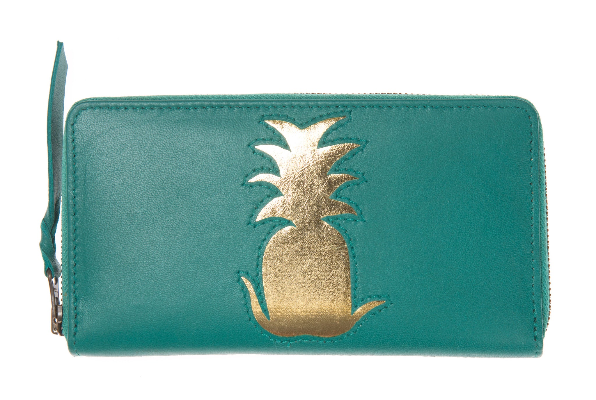 Summer Sale - Jade Leather Pineapple Cut Out Purse