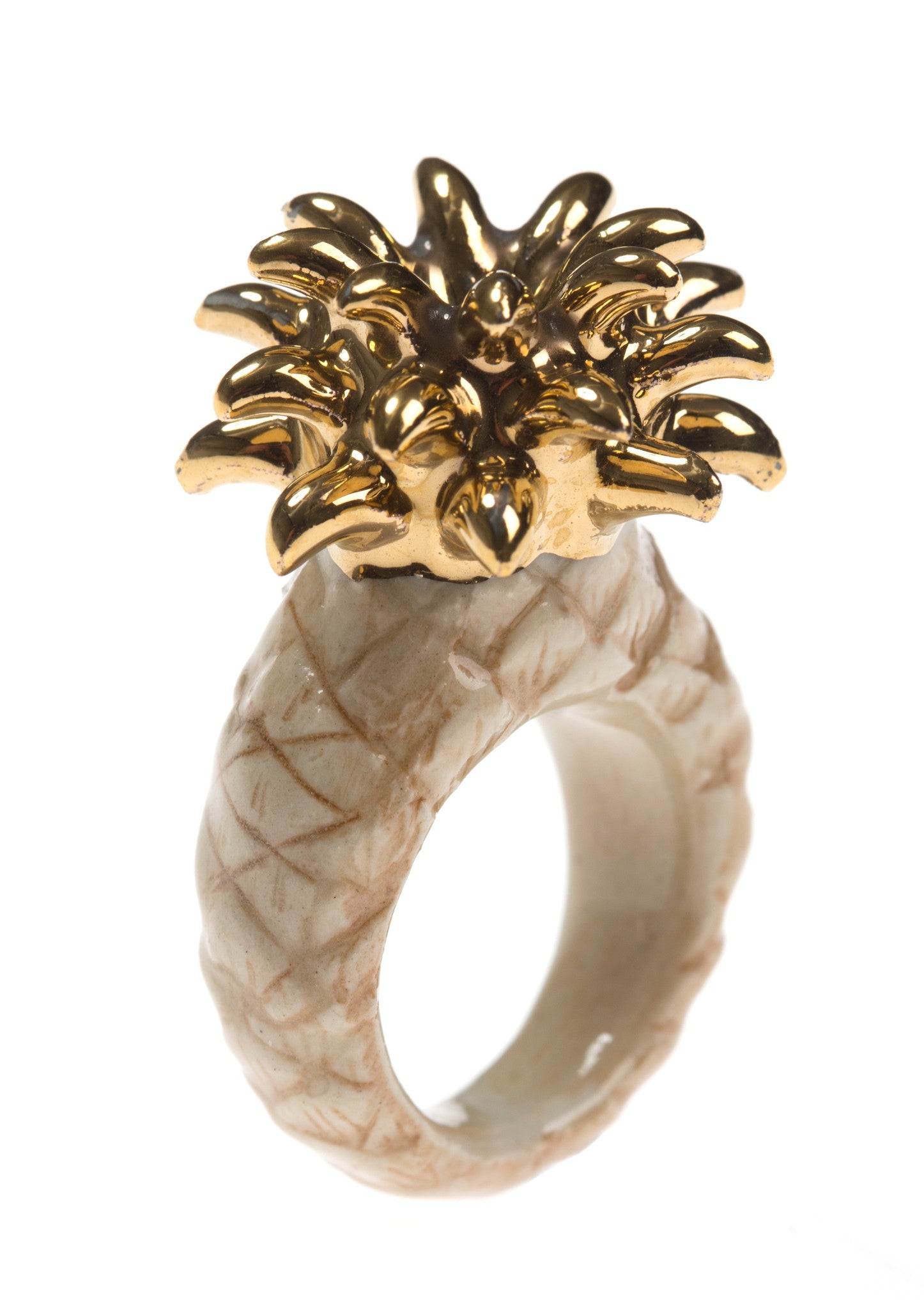 Beige & Gold Pineapple Ring