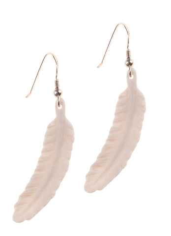 Autumn Sale - White Feather Earrings