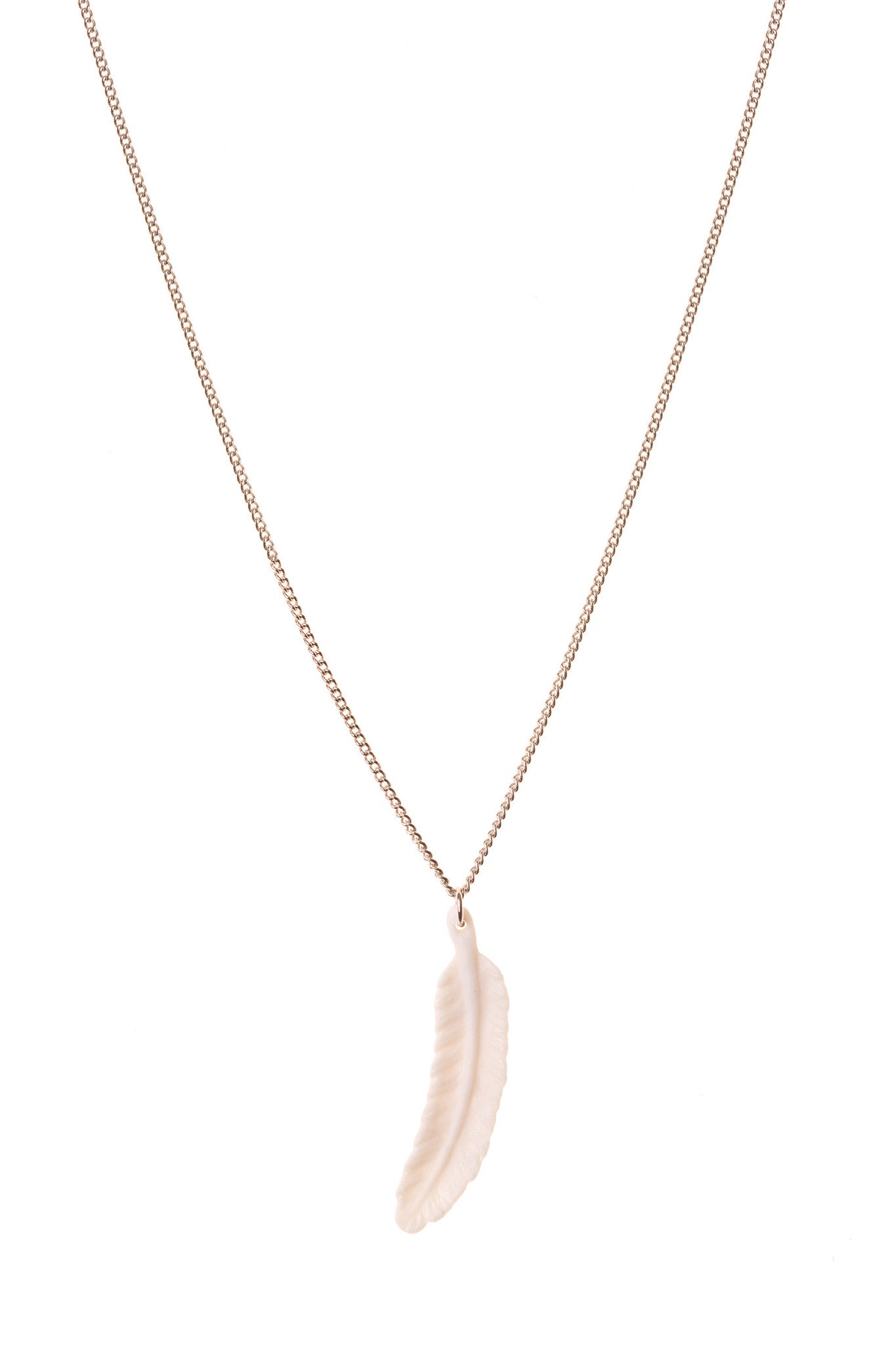 Autumn Sale - Small White Feather Necklace