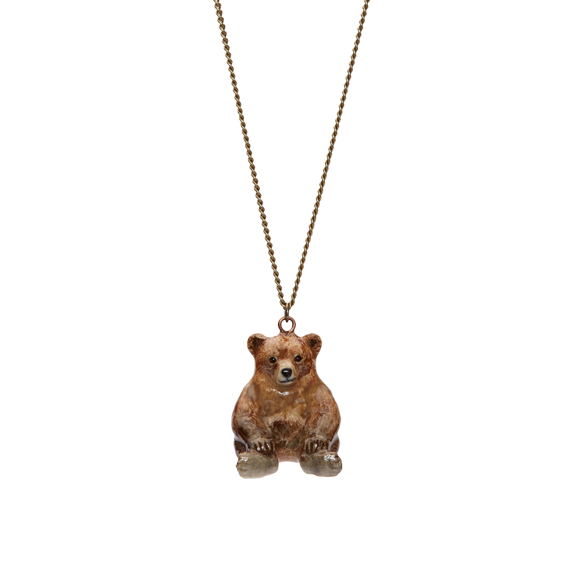 Sitting Brown Bear Necklace